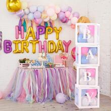 1Set Balloon box, Baby Box One Box With Letters Clear Balloon Box Blocks for Baby Shower and Birthday Party - White - View 4