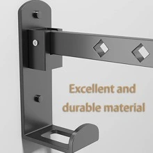 HSEAN 1pc Iron Hanger Storage Rack, Classic Punch-free Wall Mounted Hanger Holder For Home - Black - View 4