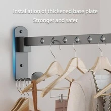 HSEAN 1pc Iron Hanger Storage Rack, Classic Punch-free Wall Mounted Hanger Holder For Home - Black - View 2