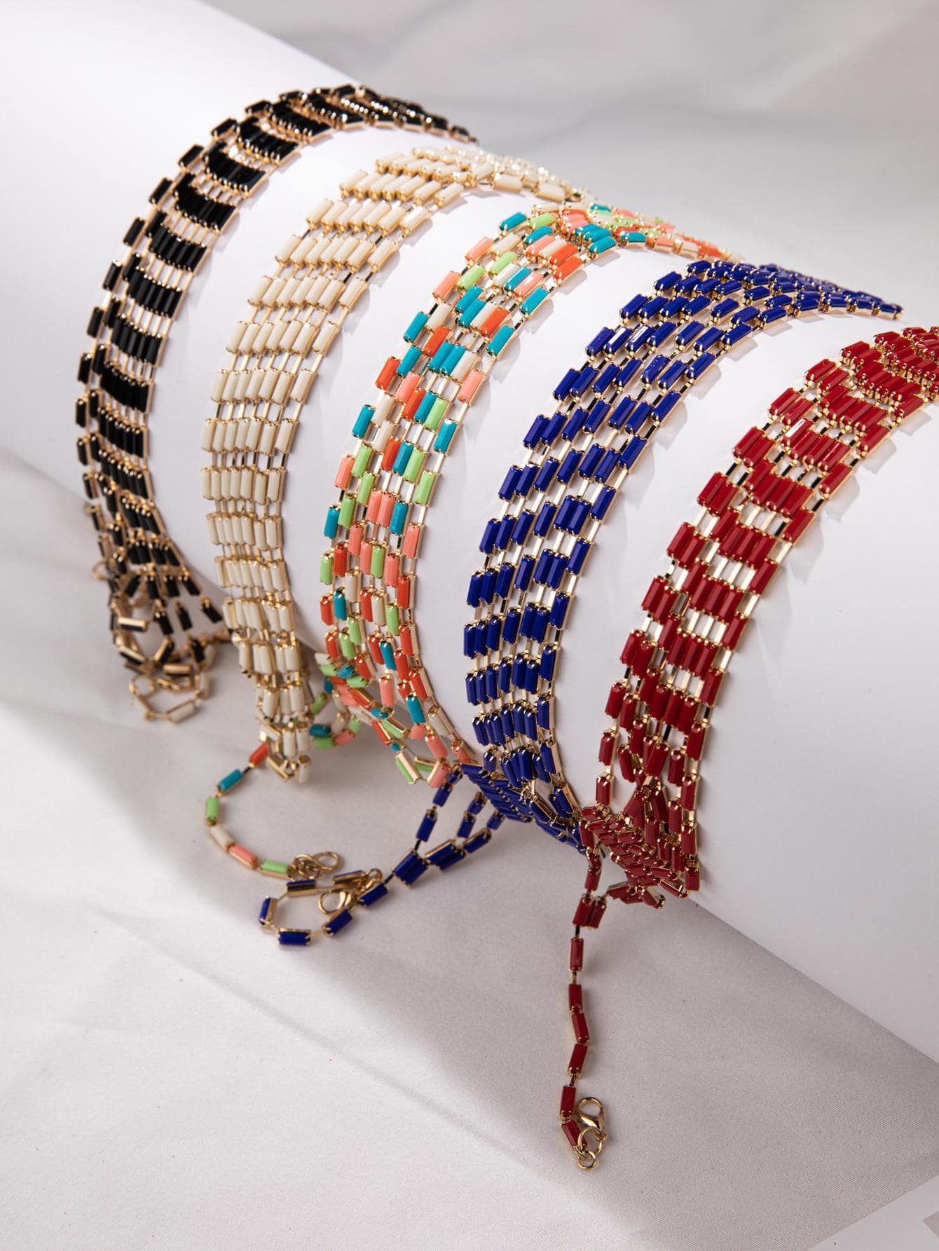 1入組珠子裝飾多層次項鍊 - 紅色 - 查看 1