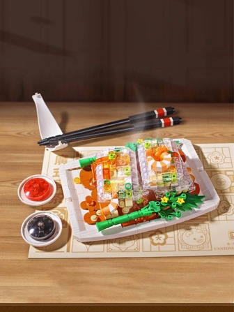 1set ABS Block Toy Set, Funny Food Design Assembling Toy Set For Adults