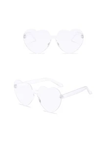 可愛心形無框眼鏡 - 無色 - 查看 1