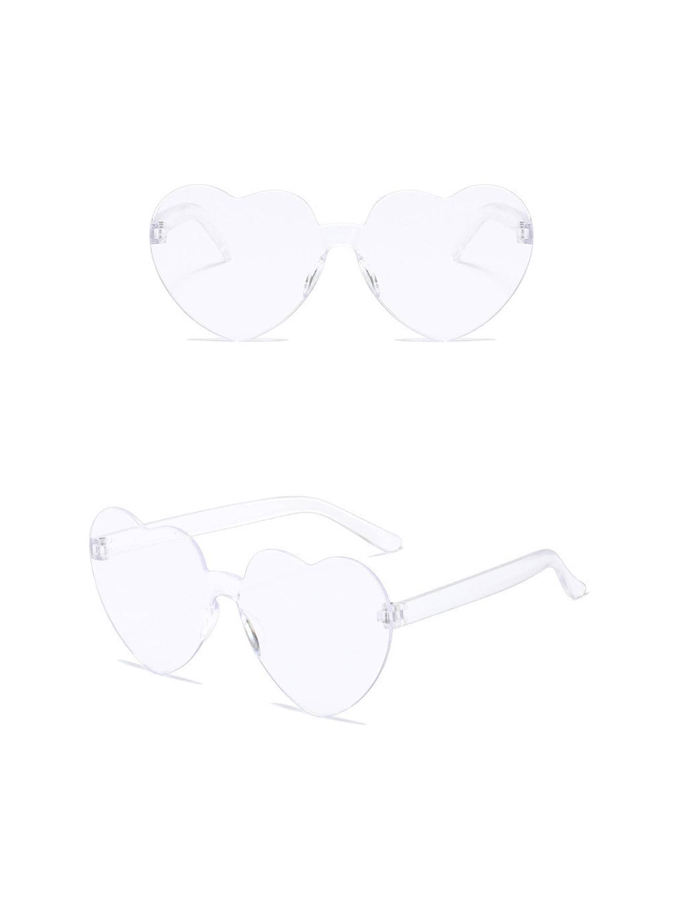 可愛心形無框眼鏡 - 無色 - 查看 1
