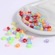 100 piezas Móvil acrílico con letra rosario para DIY con cadenas en al azar colores con - Multicolor - Ver 2