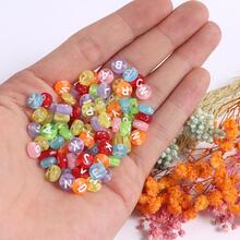 100 piezas Móvil acrílico con letra rosario para DIY con cadenas en al azar colores con - Multicolor - Ver 6