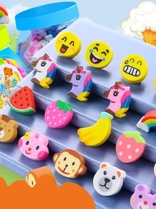 50入組/包卡通可愛文具橡皮擦適用於學習和禮物 - 紫色 - 查看 2