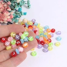 100 piezas Móvil acrílico con letra rosario para DIY con cadenas en al azar colores con - Multicolor - Ver 4
