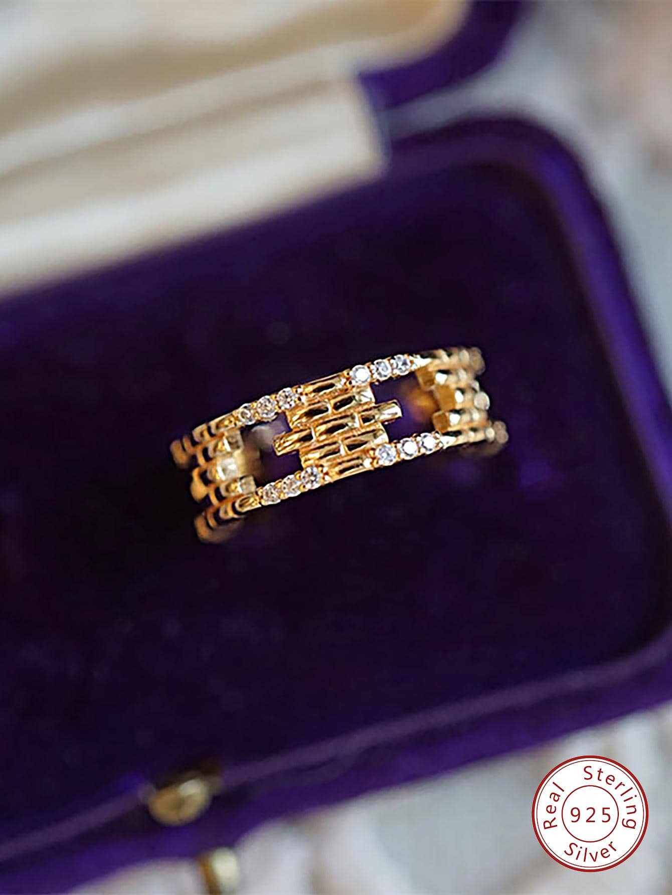 Stylever 1 件复古宫廷方形锆石戒指女款 S925 纯银轻奢精致女士高级珠宝礼物