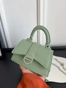 简约 PU 单肩斜挎包，新款时尚休闲手提包 - 綠色 - 查看 4