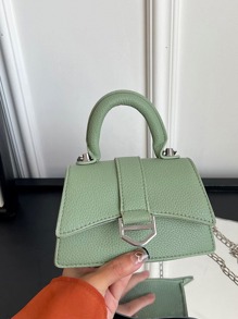 简约 PU 单肩斜挎包，新款时尚休闲手提包 - 綠色 - 查看 3