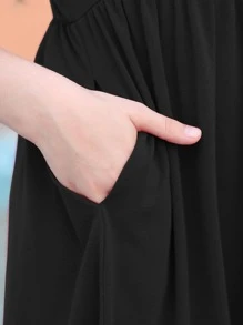 Đầm Gái Xù màu trơn Dễ thương - màu đen - Xem 6