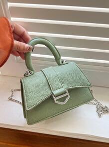 简约 PU 单肩斜挎包，新款时尚休闲手提包 - 綠色 - 查看 1