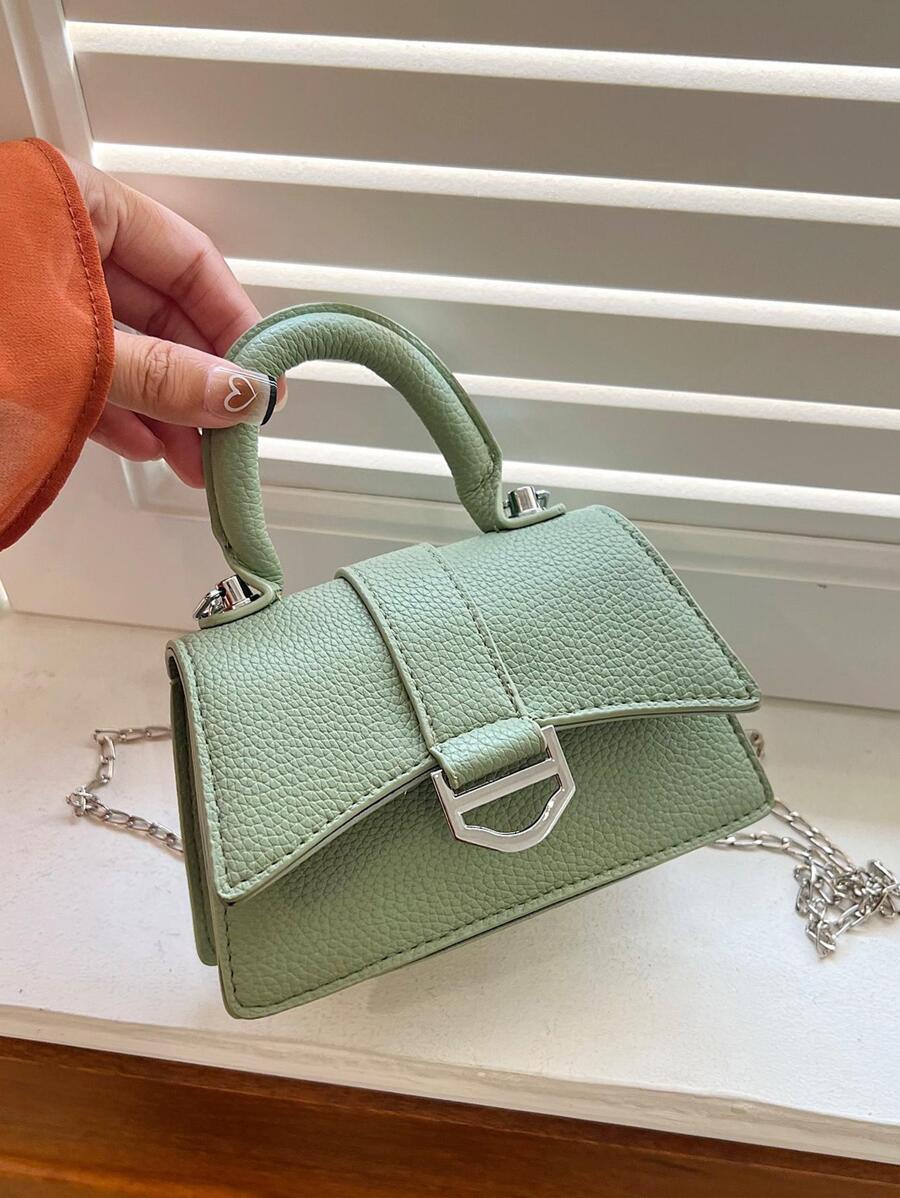 简约 PU 单肩斜挎包，新款时尚休闲手提包 - 綠色 - 查看 1