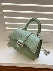 简约 PU 单肩斜挎包，新款时尚休闲手提包 - 綠色 - 查看 5