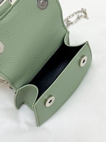 简约 PU 单肩斜挎包，新款时尚休闲手提包 - 綠色 - 查看 7