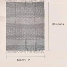 Grey Geometric Pattern Scarf - Grey - View 4