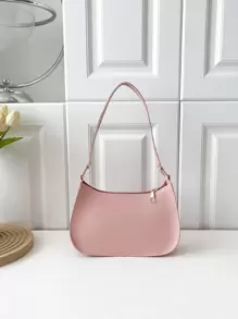 中等流浪包帶拉鍊素色極簡 - 粉色 - 查看 1