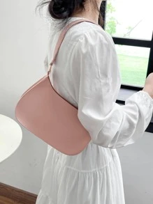 中等流浪包帶拉鍊素色極簡 - 粉色 - 查看 7