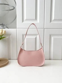 中等流浪包帶拉鍊素色極簡 - 粉色 - 查看 5