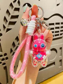 男士兔子和鈴鐺墜飾時尚鑰匙圈適用於禮品 - 紅色 - 查看 1