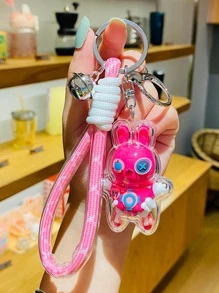 男士兔子和鈴鐺墜飾時尚鑰匙圈適用於禮品 - 紅色 - 查看 2