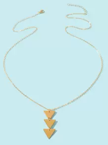 Triangle Charm Long Necklace - Yellow Gold - View 2