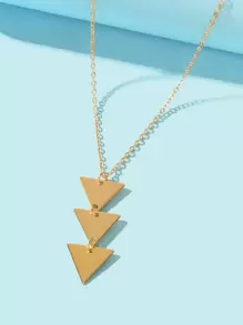 Triangle Charm Long Necklace - Yellow Gold - View 3
