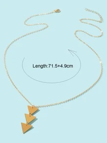 Triangle Charm Long Necklace - Yellow Gold - View 4