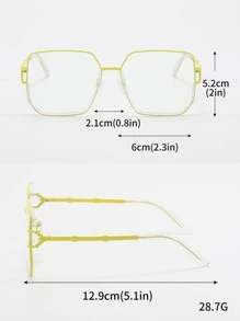 女士幾何框架時尚眼鏡日常裝飾 - 黃色 - 查看 5