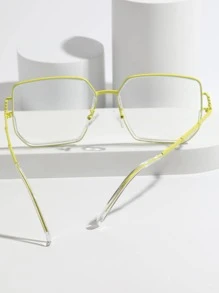 女士幾何框架時尚眼鏡日常裝飾 - 黃色 - 查看 4