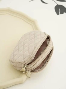 女士钱包、小钱包、拉链钱包、生日礼物、母亲节礼物、日常时尚休闲绗缝细节、男士、学生用品、女士钱包、迷你钱包、零钱包 - 卡其色 - 查看 3