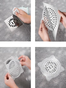 5pcs Disposable Floor Drain Sticker Home Bathroom Decor Summer - White - View 8