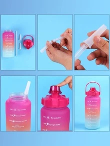 3入組字母圖案水瓶 - 玫紅色 - 查看 9