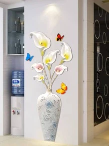 Flower Print Wall Sticker - Multicolor - View 1