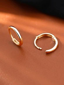 Nooxian 極簡圓耳環 - 金黃色 - 查看 2