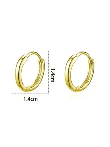 Nooxian 極簡圓耳環 - 金黃色 - 查看 3