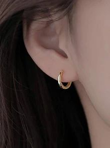 Nooxian 極簡圓耳環 - 金黃色 - 查看 1