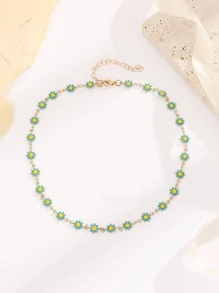 1 件手工制作珐琅花朵装饰可调节长度项链，适合女士，花朵饰品数量不一，适合情人节 - 太陽花 - 查看 6