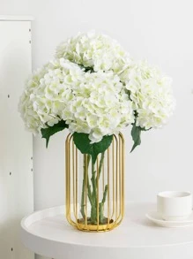 1pc artificial flower, 176 petals of hydrangea, moisturizing feel, modern simple Nordic style, for party wedding home decoration - White - View 1