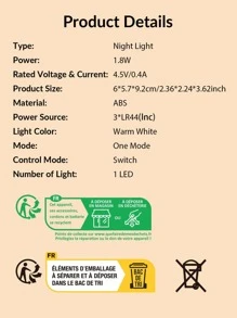 1入組蘑菇房子形狀小夜燈 - 彩色 - 查看 5