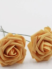 25支红色仿真玫瑰花，带茎，逼真泡沫玫瑰花束，适合新娘DIY、婚礼、家居派对装饰、母亲节礼物 - 金色 - 查看 5