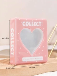 1pc Slogan Graphic Heart Hollow Photo Album, Simple Portable Photo Card Case For Photo, Card Storage - Multicolor - View 4