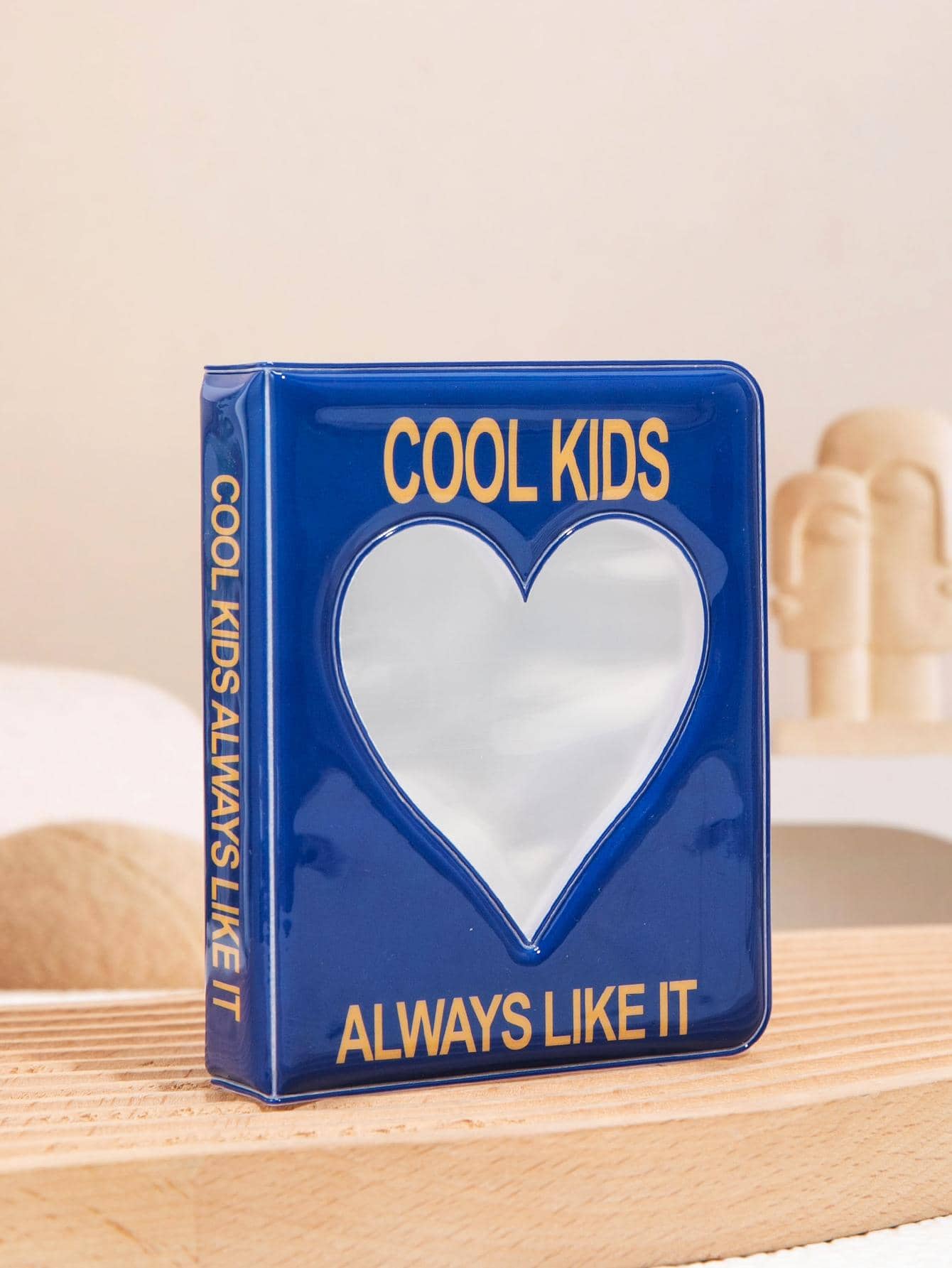 1入組標語圖案心形鏤空相冊，用於照片、卡片存儲簡約便攜式照片卡盒 - 彩色 - 查看 1