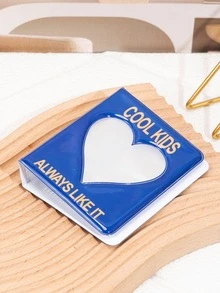 1入組標語圖案心形鏤空相冊，用於照片、卡片存儲簡約便攜式照片卡盒 - 彩色 - 查看 2