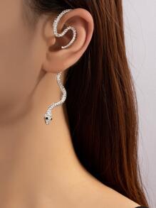 1入組時尚鋅合金蛇設計耳掛適合女士日常裝飾 - 銀色 - 查看 1