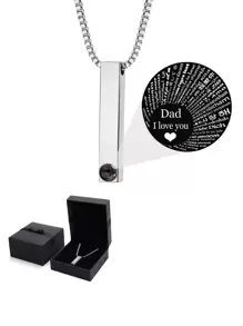 1入組時尚矩形吊墜項鏈適合男士適用於父親節禮品,適用於首飾類禮品和派對 - 白色 - 查看 1