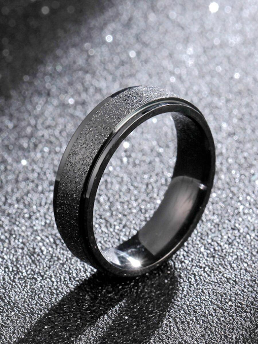 1 chiếc nhẫn thép titan mờ tối giản, thiết kế phổ biến, đa năng, nhẫn cưới đôi, nhẫn ngón tay lãng mạn sang trọng cho phụ nữ thanh lịch, quà tặng, phụ kiện tiệc tùng, nhẫn thép không gỉ thời trang đường phố cho nam phong cách rockstar cổ điển - màu đen - Xem 1
