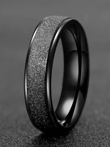 1 chiếc nhẫn thép titan mờ tối giản, thiết kế phổ biến, đa năng, nhẫn cưới đôi, nhẫn ngón tay lãng mạn sang trọng cho phụ nữ thanh lịch, quà tặng, phụ kiện tiệc tùng, nhẫn thép không gỉ thời trang đường phố cho nam phong cách rockstar cổ điển - màu đen - Xem 2