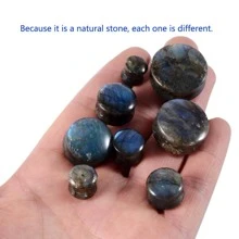 1入/個彩色天然閃石石頭雙實心漸變插件和蝴蝶交響曲圓形耳針扁圓形耳擴張器重量體穿孔配飾(適用於男女) - 雙喇叭 - 查看 5