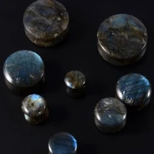 1入/個彩色天然閃石石頭雙實心漸變插件和蝴蝶交響曲圓形耳針扁圓形耳擴張器重量體穿孔配飾(適用於男女) - 雙喇叭 - 查看 8